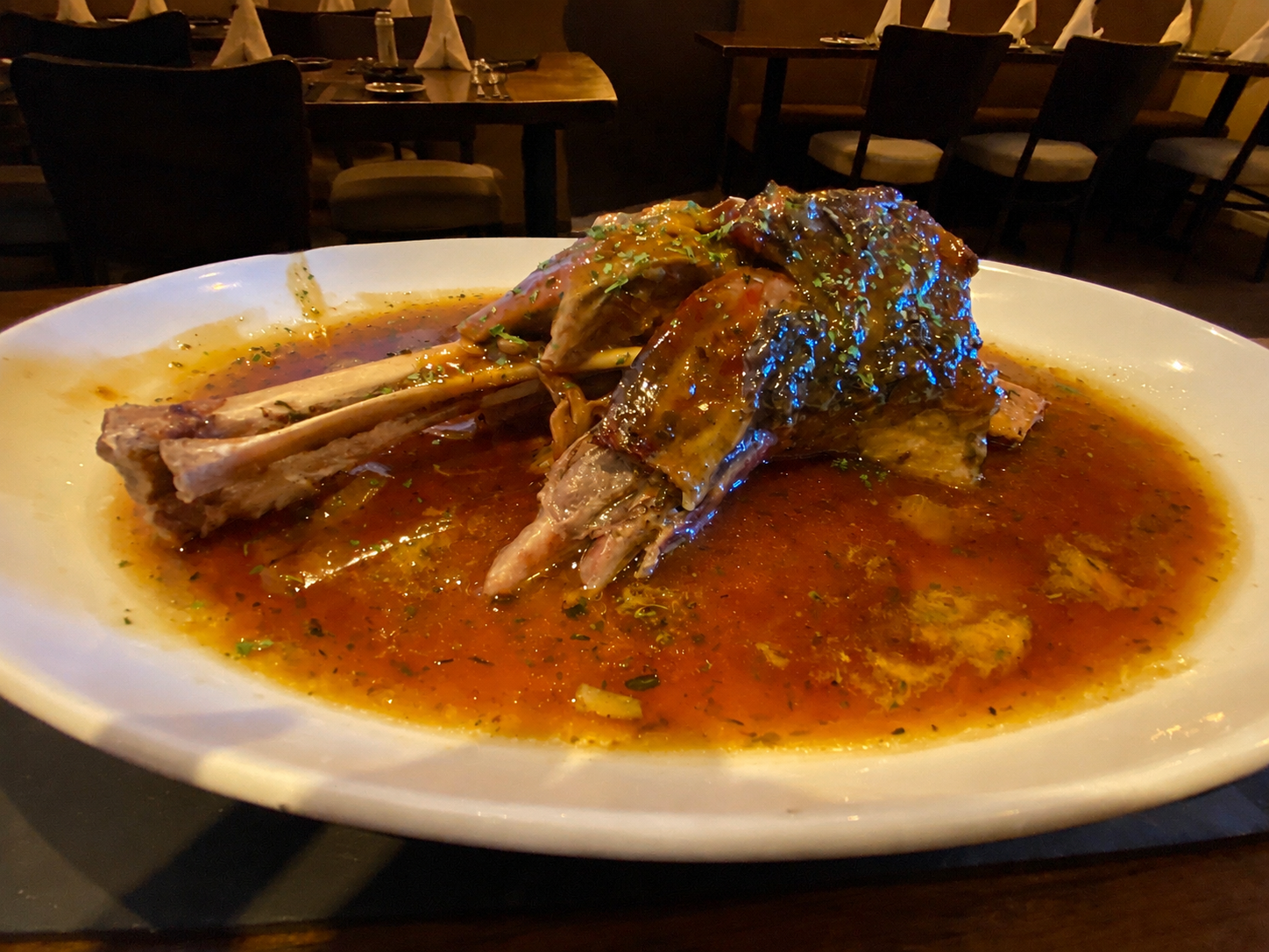 Lamb kleftiko in a rich sauce at Othello Restaurant